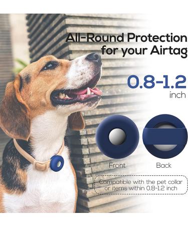 AirTag Dog Collar Holder (2 Pack) - Silicone Pet Collar Case for Apple Airtags - Anti-Lost Air Tag Cover for Cat & Dog Collars - Compatible with Collar Charms - Large Size - Black/Blue - Buy Online on SooperMarket.com