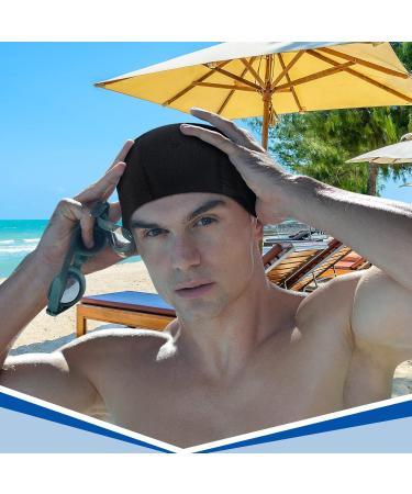 3 Pack Elastic Swimming Caps - Comfortable Non-Slip Unisex Fabric Caps for Women Men & Children - Black - Buy Online on SooperMarket.com