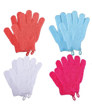 8 PCS Exfoliating Gloves Polyester Exfoliator Mitt Body Exfoliating Wash Glove Dead Skin Remover Shower Body Scrub Gloves for Adults and Kids Ingrown(Blue White Pink Orange)