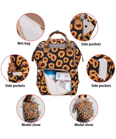 Sunflower Diaper Bag Backpack - Large Waterproof Maternity Baby Nappy Bag for Women - Buy Online on SooperMarket.com