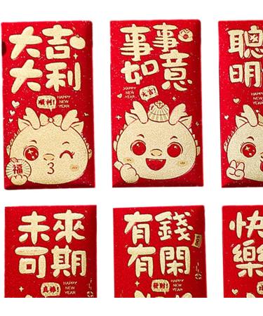 Generic 6pcs Traditional 2024 New Year Hong Bao Red Envelopes Year of The Dragon Hongbao Red Packet for Birthday Spring Festival Wedding Style B - Buy Online on SooperMarket.com