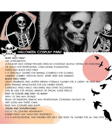Professional Halloween Cosplay Makeup - Black & White Face Body Paint Set with Brushes | Large Capacity Palette for Full Coverage - Buy Online on SooperMarket.com
