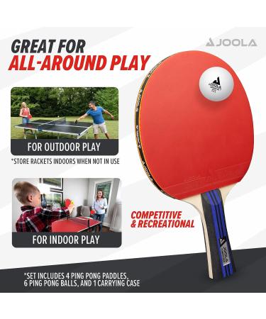 JOOLA Advanced Table Tennis Paddle Set - Includes 4 Ping Pong Paddles  6 3-Star Ping Pong Balls & Carrying Case - for Intermediate Competitive Matches  Ideal for Teens  Adults  & High Volume Play - Buy Online on SooperMarket.com