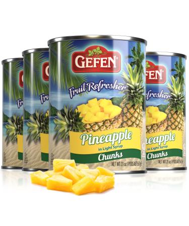 Gefen Pineapple Chunks 20oz (4 Pack) | Refreshing Canned Fruit Snack