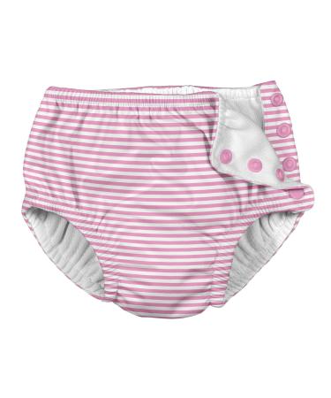 i play. Baby-Girls Snap Reusable Swim Diaper Light Pink Pinstripe 24 Month