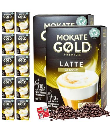 SOL 120pk (12 x 10pk) Mokate Coffee Sachets Latte Classic Sachet Coffee Sticks Instant Coffee Sachets Individual Coffee Sachets Coffee Sachets Individually Wrapped Coffee Sachet + Stickers