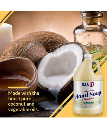 Sanit Silky Clean Antibacterial Hand Soap Refill - Coconut Oil & Aloe Vera - Moisturizing Wash - 1 Gallon - Hawaii Tropical - Buy Online on SooperMarket.com