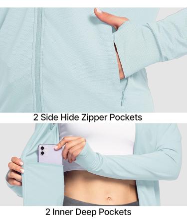 Women's UPF 50+ Sun Protection Long Sleeve Jacket with Zip Pockets - Light Blue, Small - Buy Online on SooperMarket.com