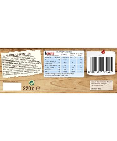 Ferrero Hanuta Wafers - 10 Pieces (220g) | Delicious Hazelnut Chocolate Snack - Buy Online Worldwide - Buy Online on SooperMarket.com