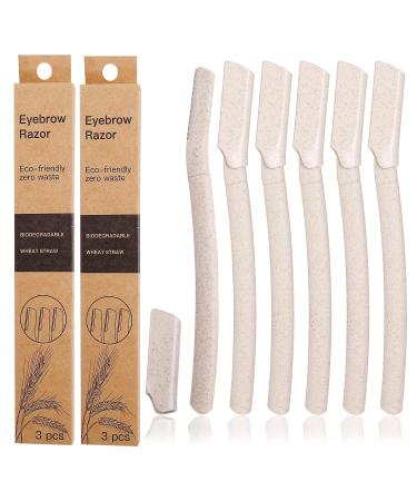 6PCS Dermaplaning Blades for Face WheatStraw Eyebrow Razor Face Peach Fuzz Remover Face Razors for Women 6 Count (Pack of 1)