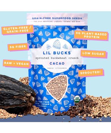 Lil Bucks Paleo Cereal - Sprouted Buckwheat Groats Gluten Free Granola (CACAO) 18 Ounces - 3 Pack - Buy Online on SooperMarket.com