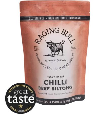 Raging Bull Chilli Beef Biltong - Authentic South African High Protein Snack | 250g Bag - Buy Online on SooperMarket.com