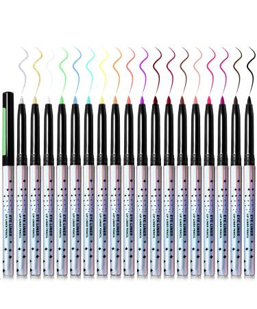 NewBang 18 PCS Colored Eyeliner Pencil Set Matte Gel Eyeliner Pen Auto-Rotating Colored Eyeliners Waterproof Colorful Eye Liner Pen Professional Eye Makeup Set