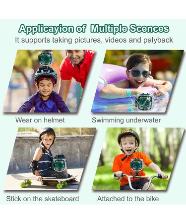 PROGRACE Kids Camera Waterproof Gift Toy - Children Digital Video Camera Underwater Camera for Kids 1080P Camcorder Toddler Sports Camera for Boys Birthday Learn Camera Pool Toys Age 3-14 Green - Buy Online on SooperMarket.com
