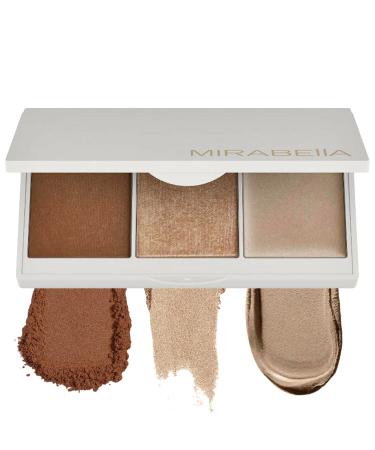 Mirabella Megastar Pro Face Trio Powder Contour Palette with Bronzer Powder & Cream Highlighter Lightweight & Buildable Color Contour Makeup Creates a Flawless Sculpted Look for All Skin Types Megastar (Powder Contour Powder Bronzer Cream Highlighter) 0.1