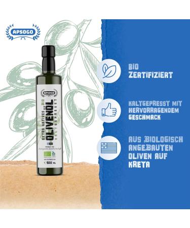 Buy Organic Apsogo Extra Virgin Olive Oil - Premium Cold Pressed from Crete Greece | 500ml Mild & Fruity Quality Oil - Buy Online on SooperMarket.com