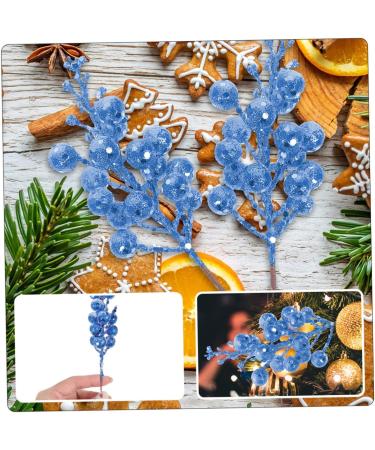 HOMSFOU 24 Pcs Christmas Imitation Berries Christmas Berries Picks Artificial Berry Twig Stem Gold Floral Picks Glitter Holly Berry Stem Xmas Red Fruit Home Decor Household Ribbon Foam Bluex2pcs 19X5X5CMx2pcs - Buy Online on SooperMarket.com