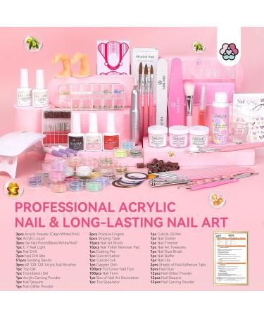 SAVILAND Acrylic Nail Kit with Drill - Complete Professional Set for Beginners | Acrylic Powder Monomer Gel Polish & UV Light | Perfect Gift for Home Salon - Buy Online on SooperMarket.com
