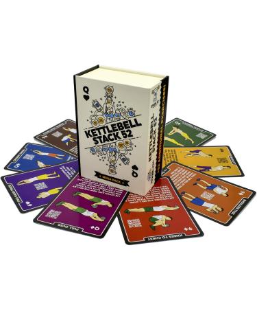 Stack 52 Kettlebell Exercise Cards. Workout Playing Card Game. Video Instructions Included. Learn Kettle Bell Moves and Conditioning Drills. Home Fitness Training Program. 2019 Mega Pack