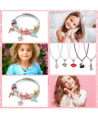 115PCS Charm Bracelet Making Kit for Girls - DIY Jewelry Crafts Set with Beads, Charms, String - Valentine's Day Gift for Teen Girls (Ages 8-12) - Buy Online on SooperMarket.com