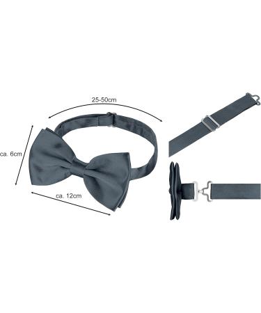 BomGuard Men's Dark Grey Y-Shape Suspenders Bow Tie Set - 4 Strong Clips 3.5 cm Wide One Size - Perfect for Any Occasion - Buy Online on SooperMarket.com