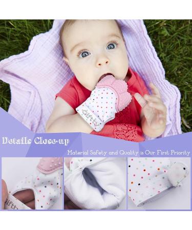 Baby Teething Mittens - Self-Soothing Pain Relief Toy for 3-12 Months Baby - Prevent Scratches Protection Glove - Pink (1 Pair) - Buy Online on SooperMarket.com