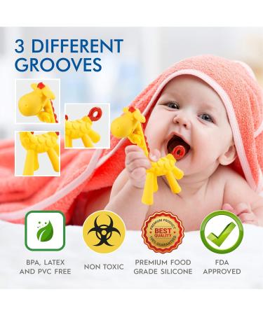 Baby Teething Toys - 5-Pack Silicone Teethers | BPA-Free, Freezer Safe | Soothe Infant Gums | Perfect Baby Gift - Buy Online on SooperMarket.com