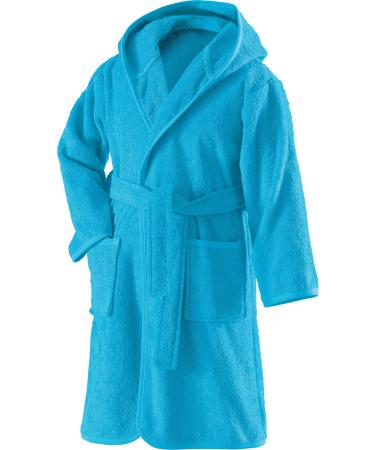 Erwin M ller Children's Bathrobe with hood Uni Frottier turquoise size 122/128 - soft fluffy strong sucking with binding belt and bags 100% cotton (other colors sizes) bathrobe 122/128 turquoise