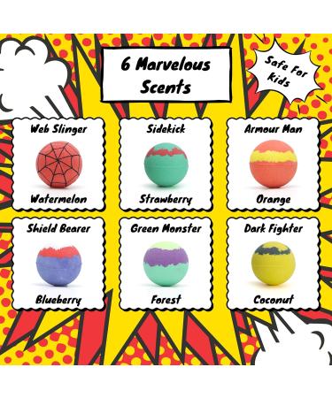 Superhero Bath Bombs for Kids - Set of 6 Handmade Fizzies Moisturizing Bubble Formula - Kids Bath Bombs - Bath Bombs for Boys - Bath Bombs - Perfect for Birthday Christmas Easter Halloween - Buy Online on SooperMarket.com