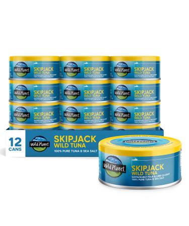 Wild Planet Skipjack Wild Tuna, Sea Salt, Pole & Line Sustainably Caught, Non-GMO, Kosher, 5 Ounce Can (Pack of 12)