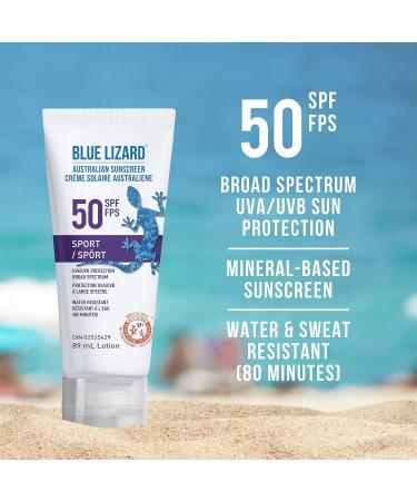 BLUE LIZARD Sensitive Mineral Sunscreen Lotion SPF 50+ (89 ml) + BLUE LIZARD Sport SPF 50 Mineral Sunscreen Lotion (89 ml) - Buy Online on SooperMarket.com