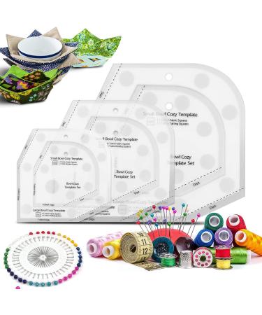 Bowl Cozy Template Set with 3 Sizes and Cutting Ruler - Sewing Pattern, 40 Pins, User Manual Included - Buy Online on SooperMarket.com
