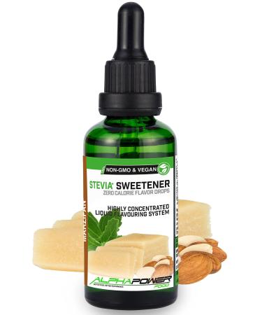 Alphapower Food |Stevia sugar -free flavor drops marzipan |100% natural liquid aroma + sugar substitute for water muesli desserts smoothies natural marzipan aroma 50 ml (1 Pack)