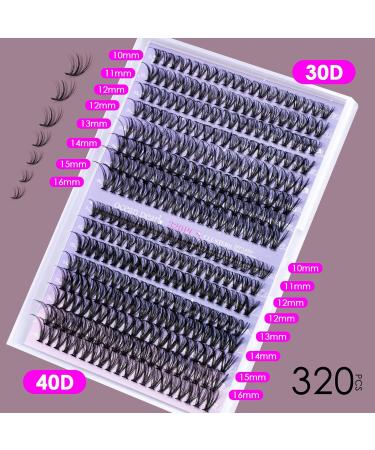 DIY Individual Cluster Lash Extension Kit - 320 Pcs 10-16mm Natural Light C/D Curl False Eyelashes with Bond and Seal Lash Remover for Beginners at Home - 30D+40D - Buy Online on SooperMarket.com