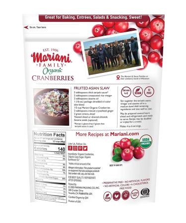 Mariani Organic Dried Cranberries - Healthy Gluten-Free Vegan Snacks - 30 oz - No Preservatives - Fat-Free - Buy Online on SooperMarket.com