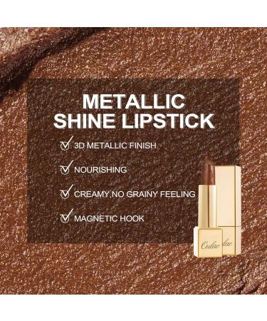OULAC Metallic Shine Glitter Lipstick - Nude High Impact Lipcolor | Long Lasting Vegan & Cruelty-Free | Hawai Summer (08) - 4.3g/0.15oz - Buy Online on SooperMarket.com