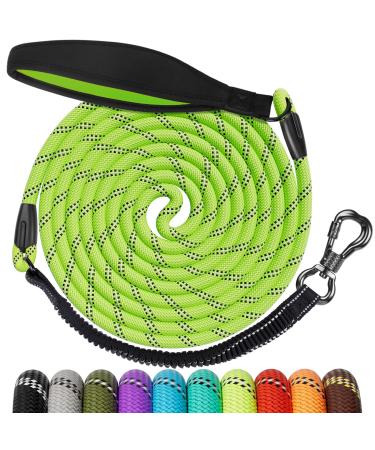 Aystkniet Bungee tow leash for dogs 30m shock -absorbing dog leash with padded handle reflective threads lockable hook for medium large dog 30m 8mm green