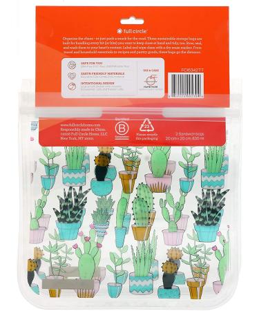 Full Circle ZipTuck Reusable Sandwich Bags - Cactus Party - 2 Pack - Buy Online on SooperMarket.com
