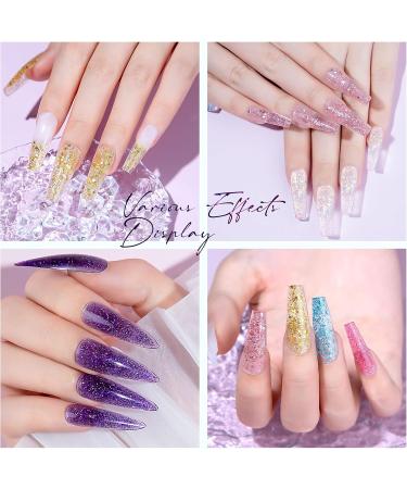 MIZHSE Diamond Glitter Poly Nails Gel Set Siver Gold Poly Nail Gel Nail Extension Gel Kit Blue Red Nail Builder Gel with Poly Nail Forms Nail Enhancement Manicure Kit for Nail Salon Gel Polish Starter Set14- - Buy Online on SooperMarket.com
