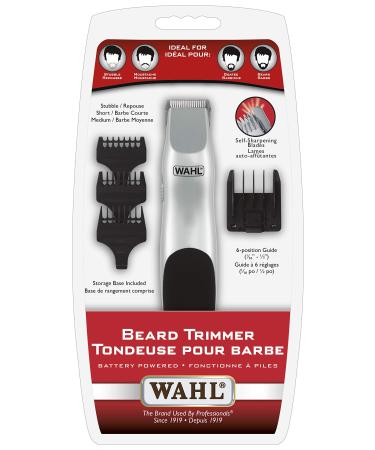 Wahl Canada Battery Beard Trimmer Close Trim Stubble Look 6 position guides 3 trimming attachment ideal for blending tapering and defining beards as well as for achieving a close trim stubble look around the face - Model 3248