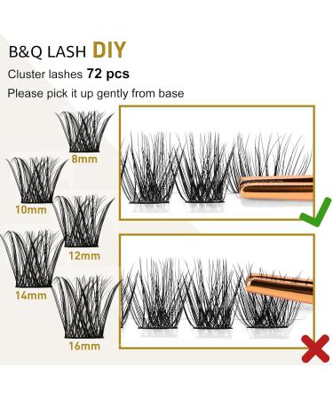 Cluster Lashes 12mm 72 Clusters B&Q Lash Clusters D Curl Individual Cluster Lashes Natural Eyelash Clusters DIY Lash Extensions Soft Fluffy Cluster Eyelash Extensions (B09 D-12mm) D-12 mm B 09 - Buy Online on SooperMarket.com