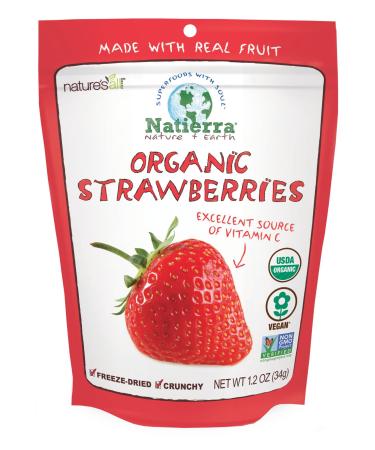 Natierra Nature's Organic Freeze-Dried Strawberries | Gluten Free & Vegan | 1.2 Ounce Bag Strawberries 1 Count (Pack of 1)