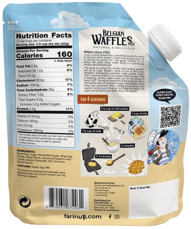 Belgian Waffle Mix with Sugar Pearls - 16oz Pack | Resealable & 100% Recyclable - Buy Online on SooperMarket.com