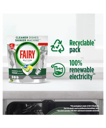 Fairy Platinum Dishwasher Tablets Bulk Lemon 65ct - Powerful Cleaning Formula - Buy Online on SooperMarket.com