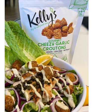 Kelly's Gourmet Cheezy Garlic Croutons - Dairy Free, Soy Free, Palm Oil Free, Plant Based & Vegan - Buy Online on SooperMarket.com