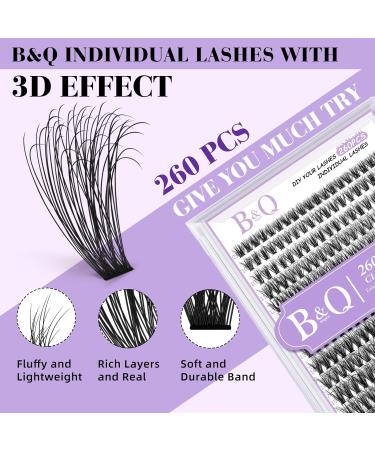 Lash Clusters Individual Wispy Eyelash Extensions 260 PCS - 3D Natural Fluffy Clusters 40D 9mm - DIY at Home - Q40D-9mm - Buy Online on SooperMarket.com