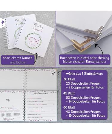 Personalized Baptism Guest Book with Pre-Printed Questions | Memorable Keepsake & Gift | Custom Name & Date | Fish Symbol Design - Buy Online on SooperMarket.com