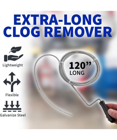 Professional Slow Drain Cleaner & Clog Remover - 10-Foot Metal Snake for Hair Food & Debris Removal - Best Plumber Tools for International Shipping - Buy Online on SooperMarket.com