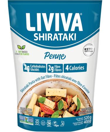 LIVIVA Organic Shirataki Konjac Penne (4 Pk) Diabetic-Friendly Low Carb Low Calorie Pasta Noodles Ready to Serve No Odor Certified Non-GMO Gluten Free Vegan Plant-Based Keto Kosher Halal - Buy Online on SooperMarket.com