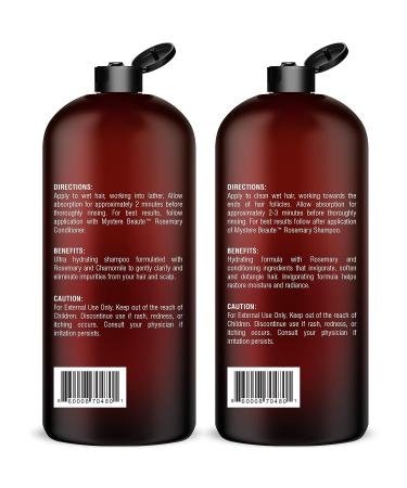 Mystere Beaute Rosemary Shampoo and Conditioner Set - Promotes Hair Growth & Scalp Health - Volumizing Formula - Sulfate & Paraben Free - 16 fl oz each - Buy Online on SooperMarket.com